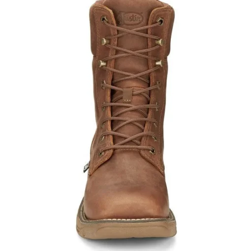 Justin Men's Rush 8" WP Lace Up Western Work Boot -Brown- SE467