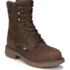 Justin Men's Rush 8" WP Nano Comp Toe Western Work Boot -Brown- SE469