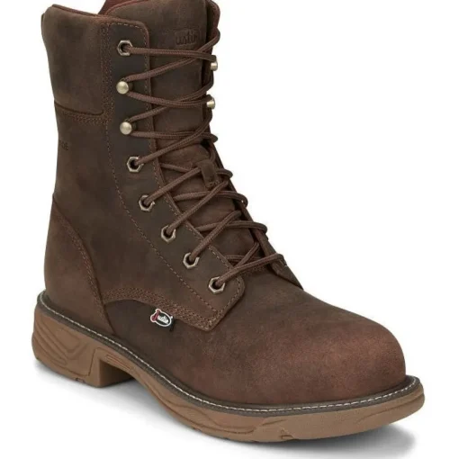 Justin Men's Rush 8" WP Nano Comp Toe Western Work Boot -Brown- SE469