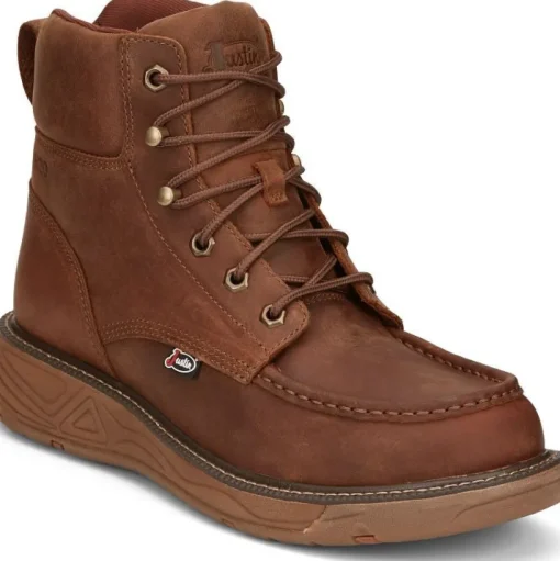 Justin Men's Rush 6" WP Wedge Work Boot -Brown- SE470