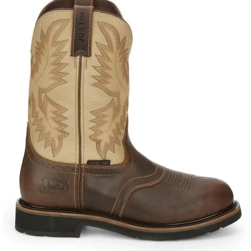 Justin Men's Superintendent 11" Steel Toe Western Work Boot -Brown- SE4661