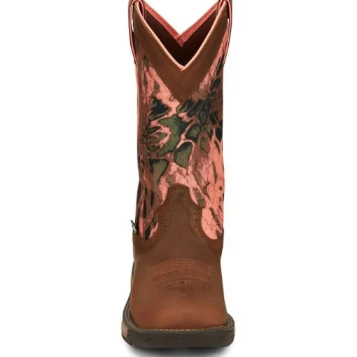 Justin Women's Rush 11" Waterproof Western Work Boot -Brown- SE4356