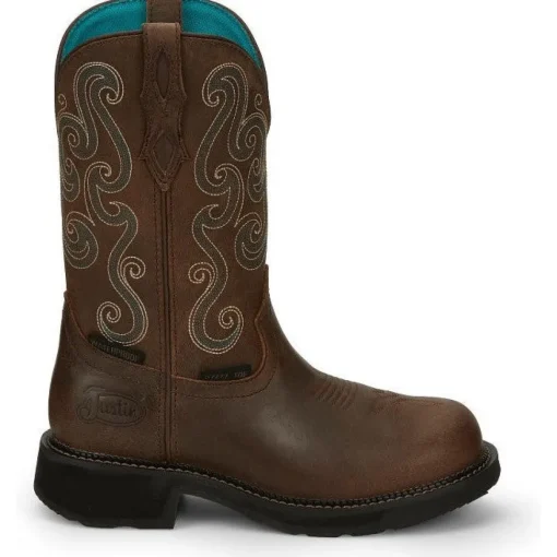 Justin Women's Tasha 11" ST WP Western Work Boot -Brown- GY9991