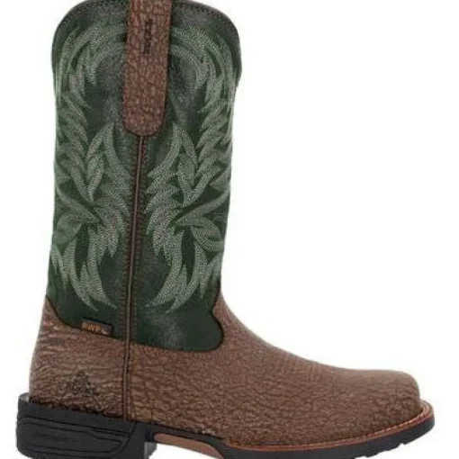 Rocky Men's Bronco 12" Comp Toe WP Western Classic Boot- Brown- RKW0454