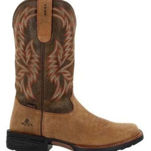 Rocky Men's Bronco 12" Soft Toe WP Western Classic Boot- Tobacco- RKW0451