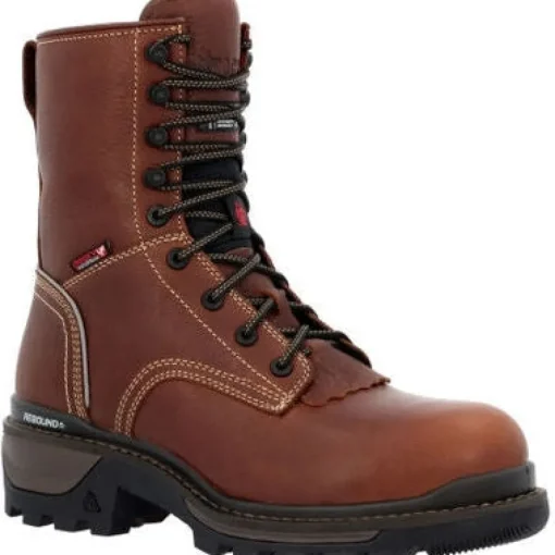 Rocky Men's Rams Horn Logger 9" WP 400G Comp Toe Work Boot Brown RKK0396