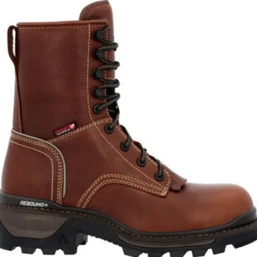 Rocky Men's Rams Horn Logger 9" WP Comp Toe Work Boot Brown RKK0397