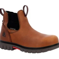 Rocky Men's Worksmart WP Chelsea Comp Toe Work Boot -Brown- RKK0400