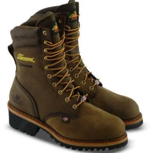Thorogood Men's Logger 9" ST WP USA Made Work Boot - Brown - 804-3555