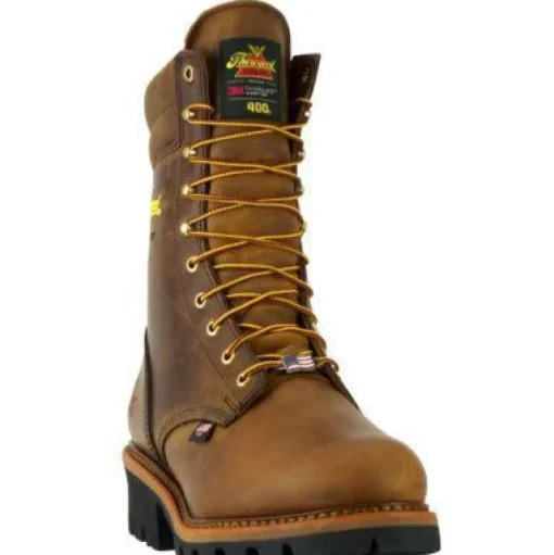 Thorogood Men's Logger 9" ST WP Ins USA Work Boot - Brown - 804-3554