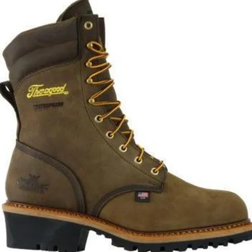 Thorogood Men's Logger 9" ST WP USA Made Work Boot - Brown - 804-3555