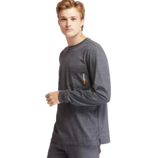 Timberland Pro Men's Base Plate Blended Long Sleeve T-Shirt - Grey - TB0A1HVN013