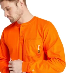 Timberland Pro Men's Flame Resistant Long Sleeve Work Henley - Orange - TB0A23P4Y86