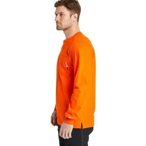 Timberland Pro Men's Flame Resistant Long Sleeve Work Henley - Orange - TB0A23P4Y86