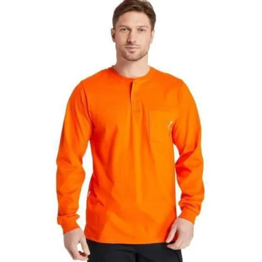 Timberland Pro Men's Flame Resistant Long Sleeve Work Henley - Orange - TB0A23P4Y86