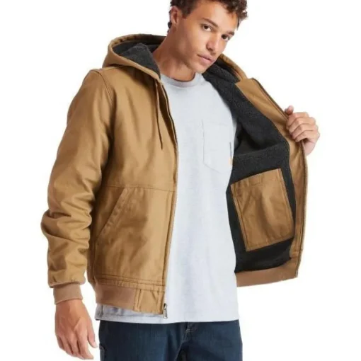 Timberland Pro Men's Gritman Lined Canvas Hooded Jacket - Wheat - TB0A1VB4D02
